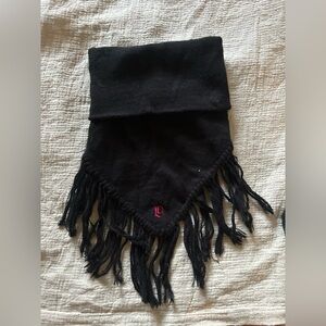 Diesel Black Fringed Scarf Logo Warm Winter‎ Italian Made Sportswear OS